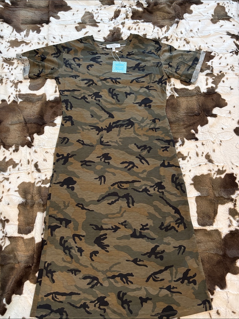 Womens Camo A-Line Dress - Olive Green by Hayden and